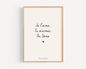 Affiche A4 – "Je t'aime, Tu m'aimes, On sème" ❤️🌿